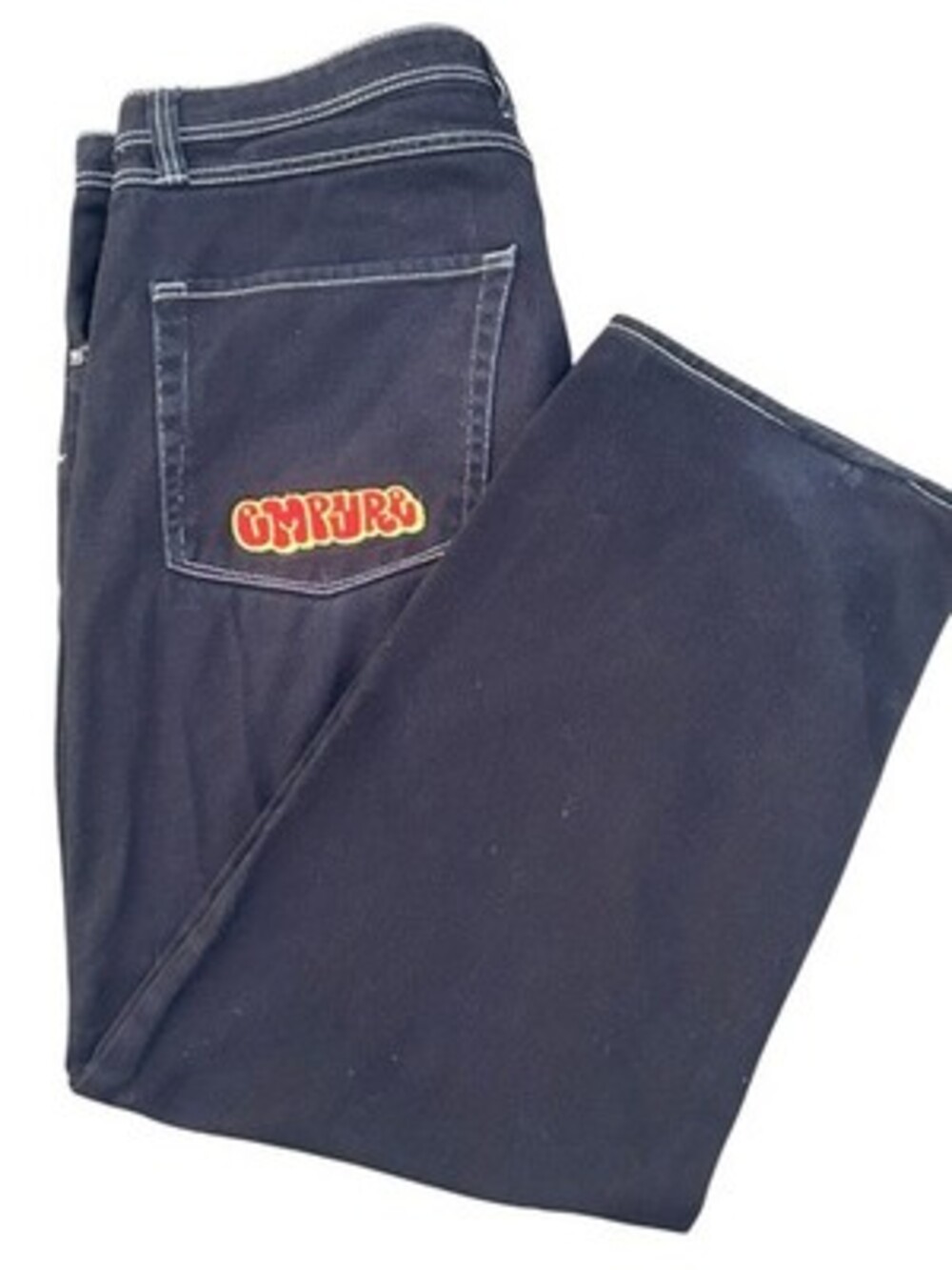 Empyre Jeans 36x30 Denim Black Stitched Embroidered Skate Relaxed Y2k Grunge
